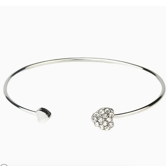 2 for $12 Adjustable Love Heart Silver and Gold-tone Bangle Bracelets for sale - Picture 5 of 15